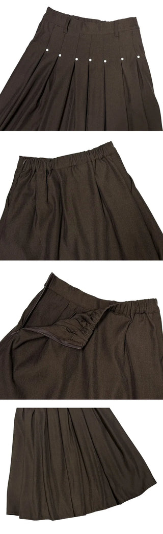 Studded Pleated Midi Skirt