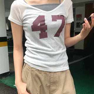 Number See-through Round Tee