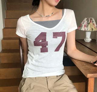 Number See-through Round Tee