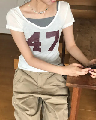 Number See-through Round Tee
