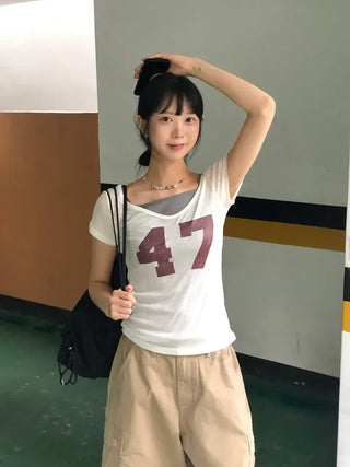 Number See-through Round Tee