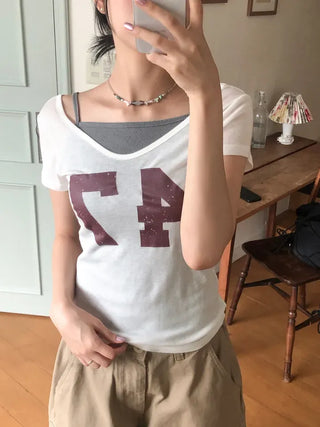 Number See-through Round Tee