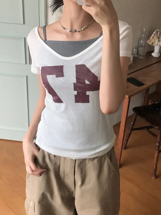 Number See-through Round Tee