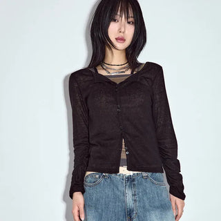 Roa Shirred Button Cardigan Summer Cardigan