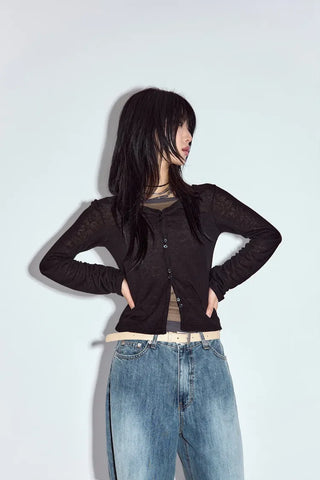 Roa Shirred Button Cardigan Summer Cardigan