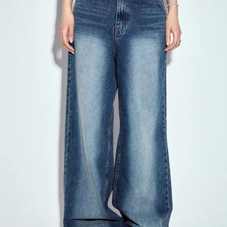 Bead-washed wide jeans