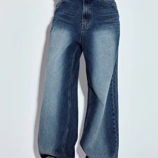 Bead-washed wide jeans