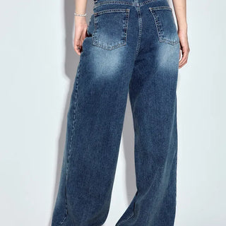 Bead-washed wide jeans