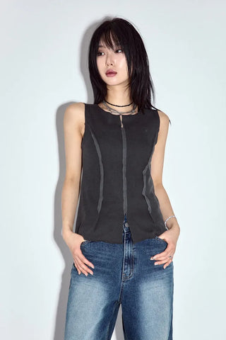 Bead-washed wide jeans