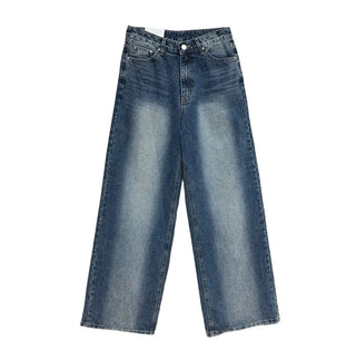 Bead-washed wide jeans
