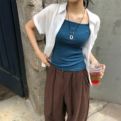 Summer Basic Roll-up Half Sleeve Shirt