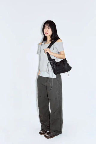 Single-pleat Piggy Wide Pants