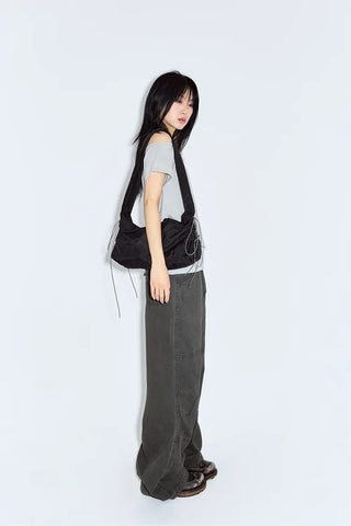 Single-pleat Piggy Wide Pants