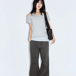 Single-pleat Piggy Wide Pants