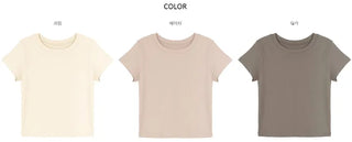 Basic Round Neck Cap Sleeve Short Sleeve T-shirt