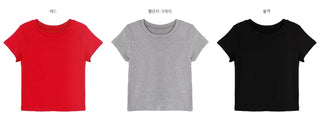 Basic Round Neck Cap Sleeve Short Sleeve T-shirt