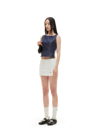 Pearl White Embroidered Badge Skirt