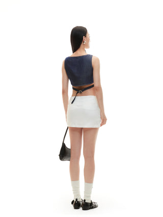 Pearl White Embroidered Badge Skirt