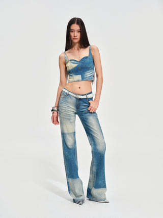 Color-Blocked Equestrian Jeans