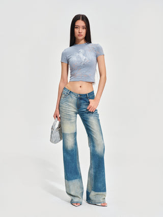 Color-Blocked Equestrian Jeans