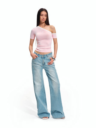 Shimmer Straight-Leg Jeans