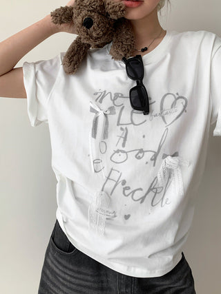 Lace Bow Short Sleeve Top