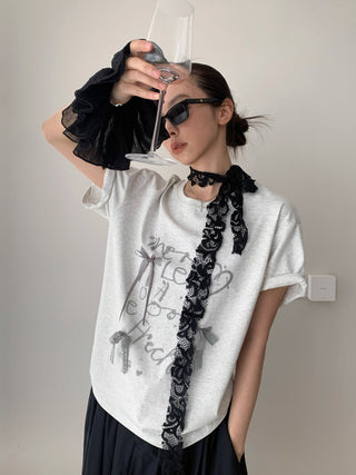 Lace Bow Short Sleeve Top