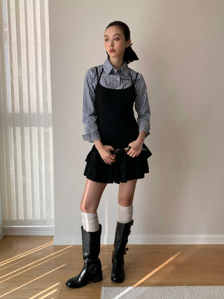 Plaid Long Sleeve Lapel Top