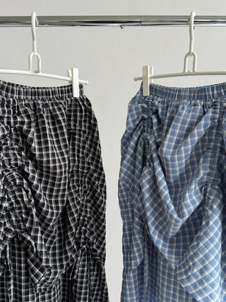 Plaid Elastic Waist A-Line Skirt
