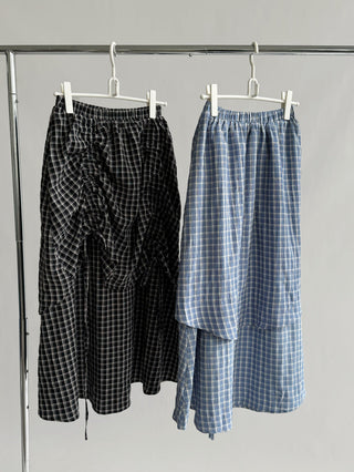 Plaid Elastic Waist A-Line Skirt