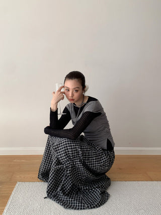 Plaid Elastic Waist A-Line Skirt