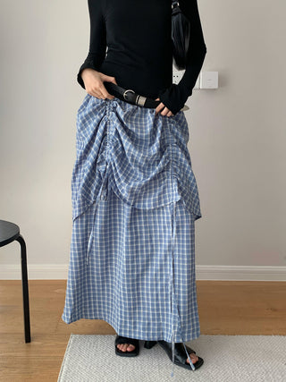 Plaid Elastic Waist A-Line Skirt