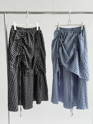 Plaid Elastic Waist A-Line Skirt