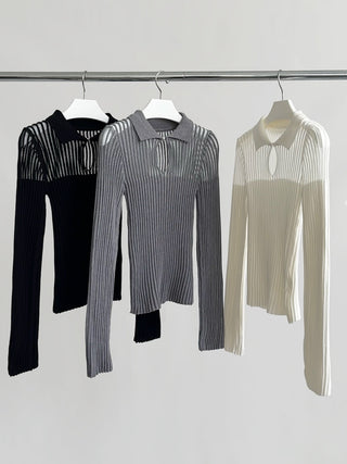 Vintage Stripe Slim V-Neck Long Sleeve Top