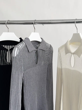 Vintage Stripe Slim V-Neck Long Sleeve Top
