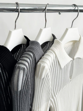Vintage Stripe Slim V-Neck Long Sleeve Top