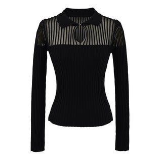 Vintage Stripe Slim V-Neck Long Sleeve Top