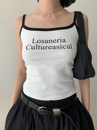 Letter Print Sling Tank Top