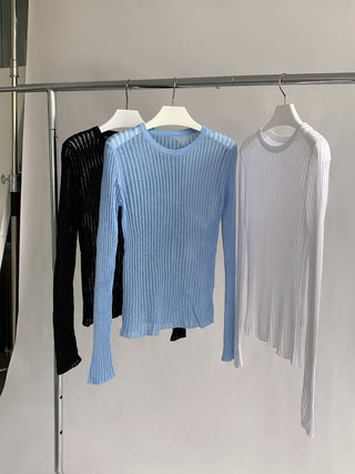 See-Through Elastic Long Sleeve Top