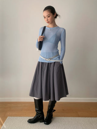 See-Through Elastic Long Sleeve Top