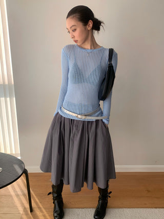See-Through Elastic Long Sleeve Top