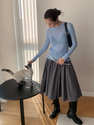 See-Through Elastic Long Sleeve Top