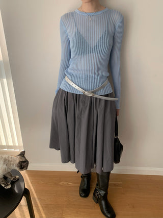See-Through Elastic Long Sleeve Top