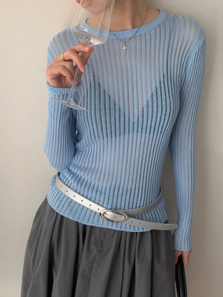 See-Through Elastic Long Sleeve Top