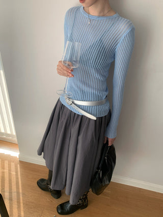 See-Through Elastic Long Sleeve Top