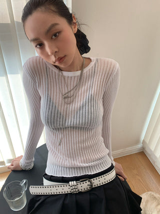 See-Through Elastic Long Sleeve Top