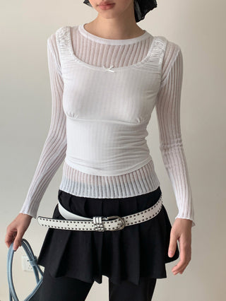 See-Through Elastic Long Sleeve Top