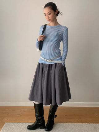 See-Through Elastic Long Sleeve Top