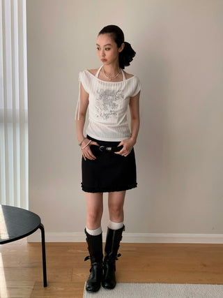 Retro Lace-Up Halter Sleeveless Top