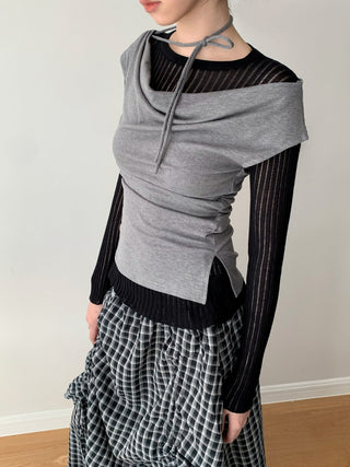 Lace-Up Swing Collar Sleeveless Top